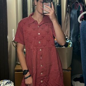 Cotton embroidered button-up dress